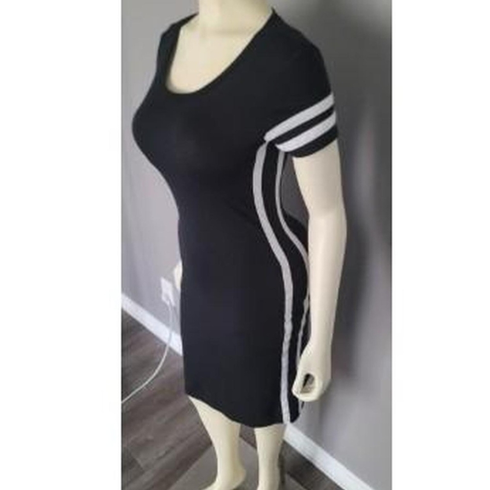 Black Dress with White Stripes